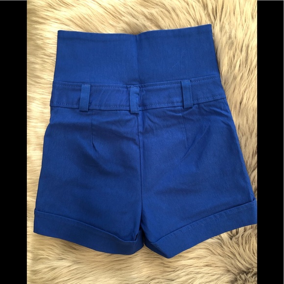 Blue high waisted shorts for women - Picture 2 of 4
